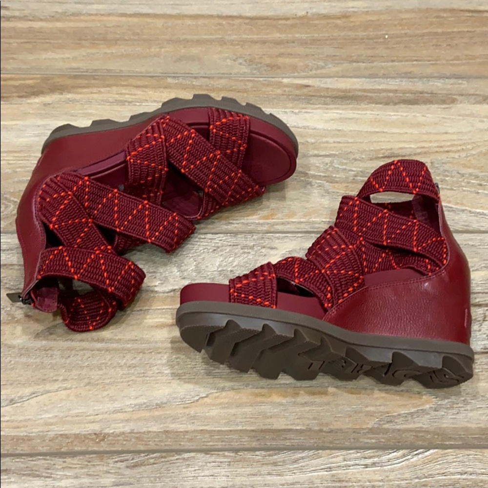 NWOT Sorel Red Leather Joanie Gladiator Wedges